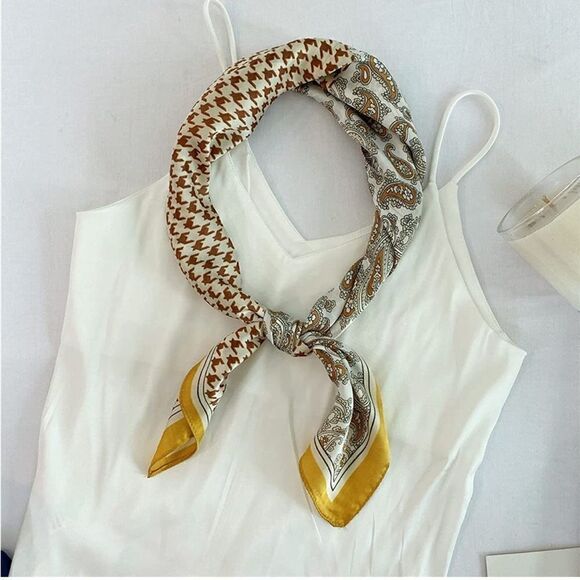 Paisley and Checkered Silky Scarf - Picture 2 of 5